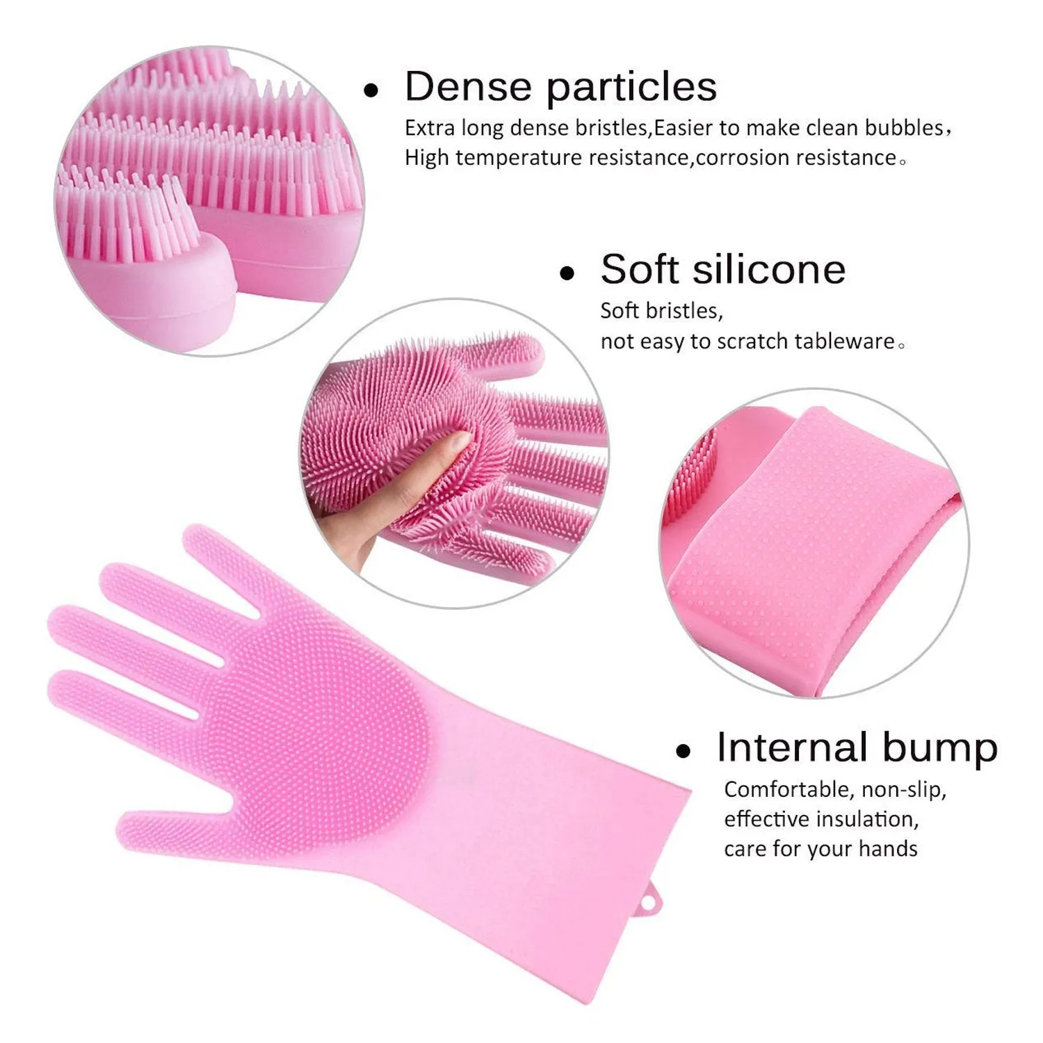 0708 Reusable Silicone Cleaning Brush Scrubber Gloves (Multicolor)