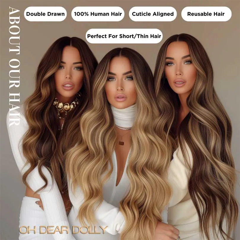 #1B Natural Black/Brown｜Luxury Russian Remy Human Hair, Double Drawn, Tape Extensions