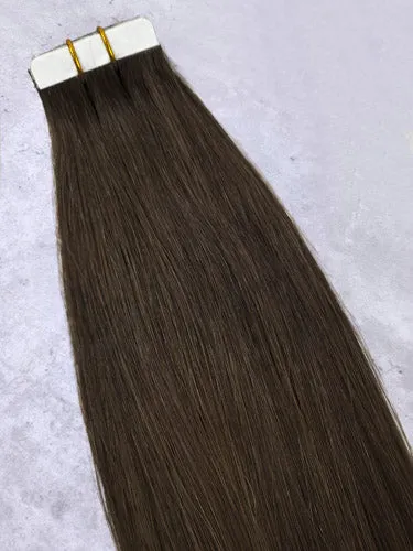 #2 Natural Brown｜Luxury Russian Remy Human Hair, Double Drawn, Tape Extensions