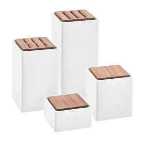 4pc Bamboo & White Kitchen Storage Set