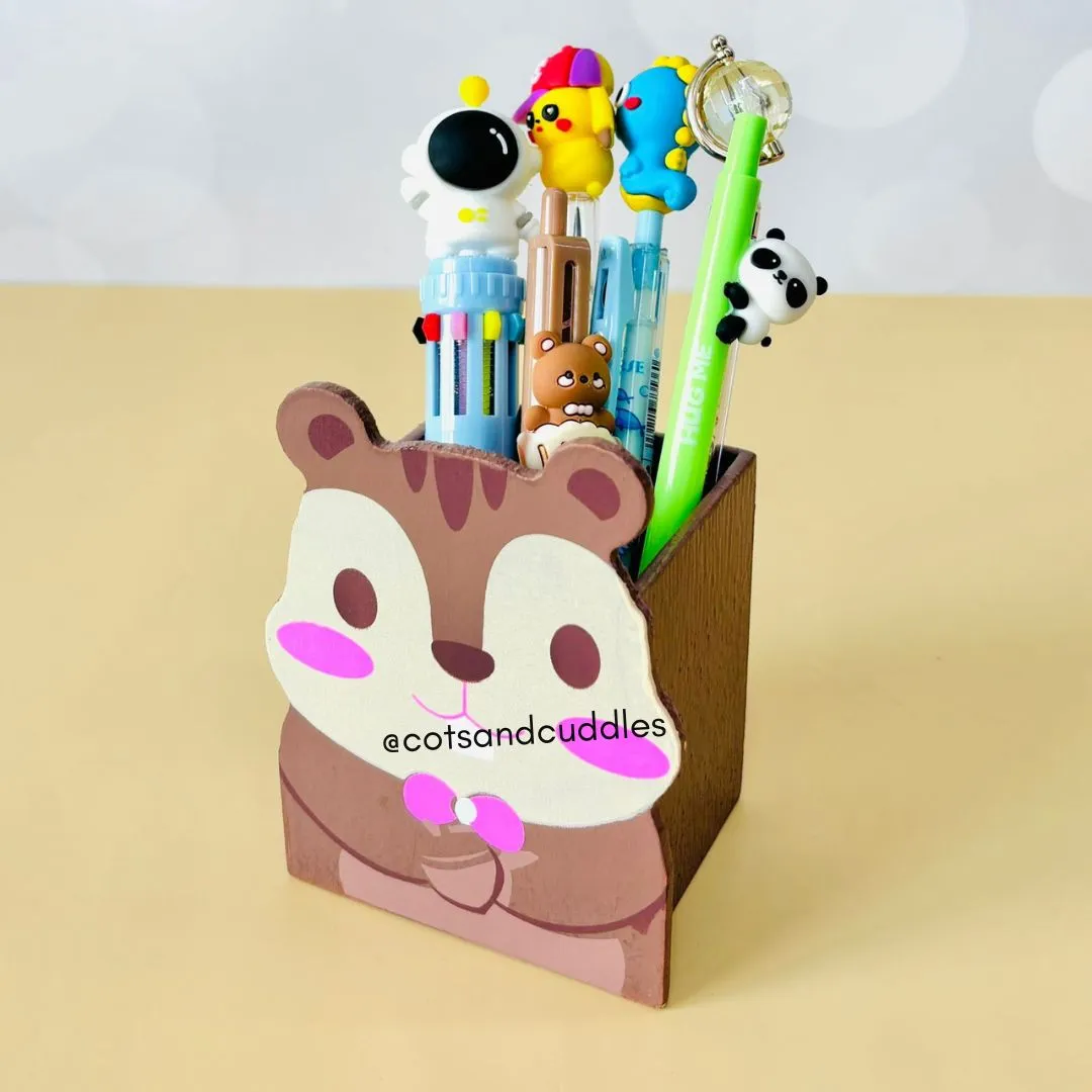 Animal-Themed Wooden Pencil Holder for Kids (1pc) (Random)