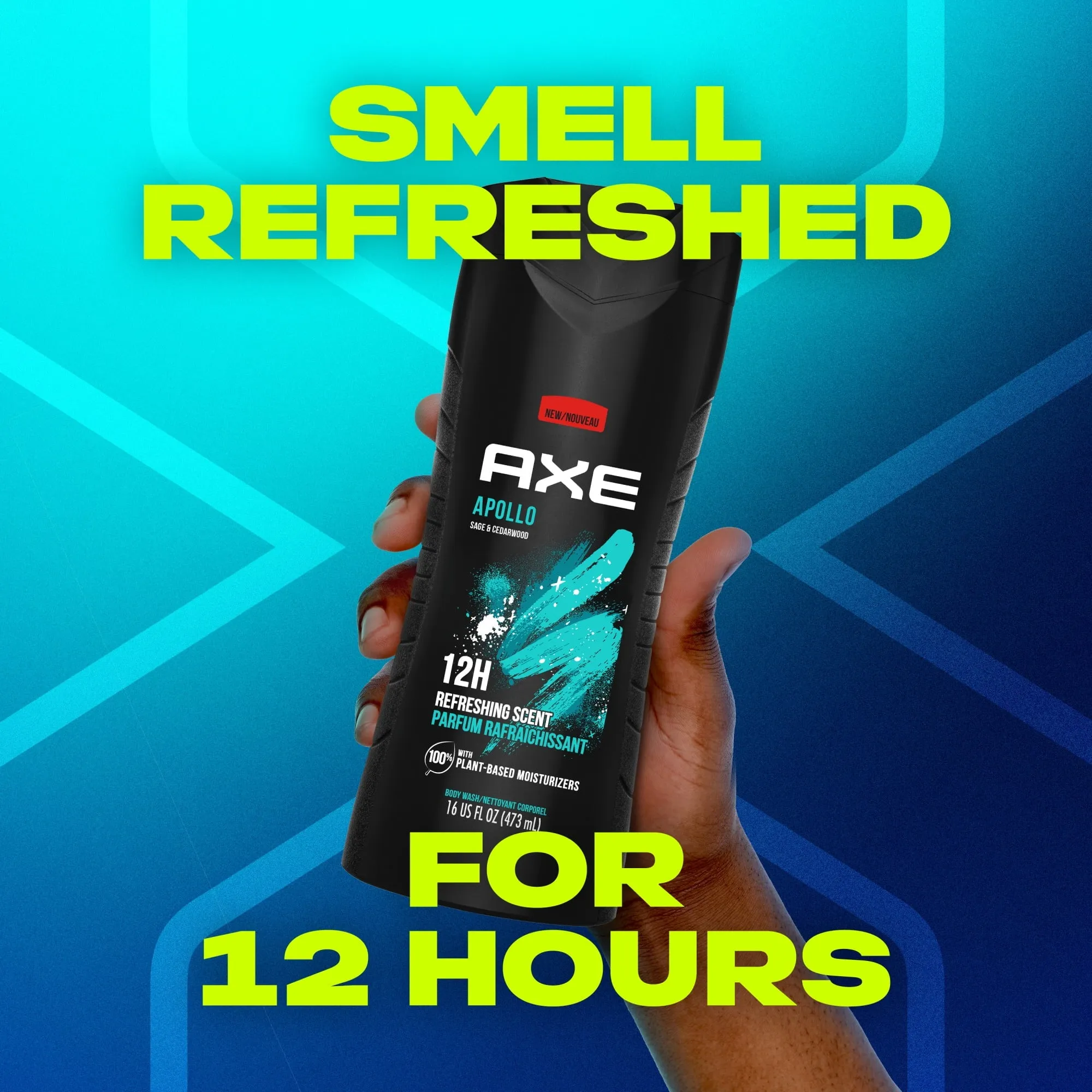 Axe Apollo Refreshing Long Lasting Body Wash, Sage and Cedarwood, 16 fl oz