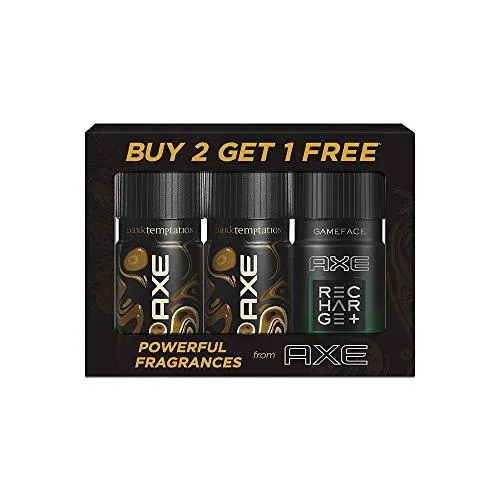 Axe Deodorant Dark Temptation, 150ml - Pack of 2 (Free Recharge Bodyspray, Game Face, 150ml)