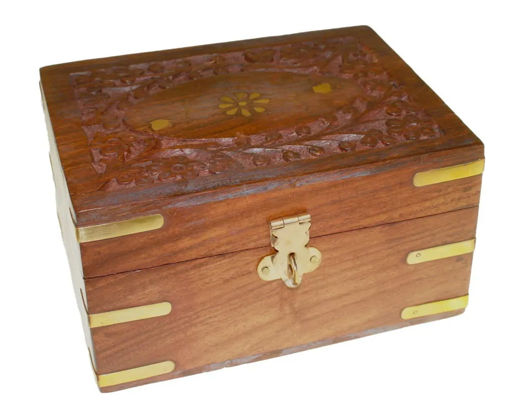 Carved Wooden Aromatherapy Box - holds 12x 10ml bottles