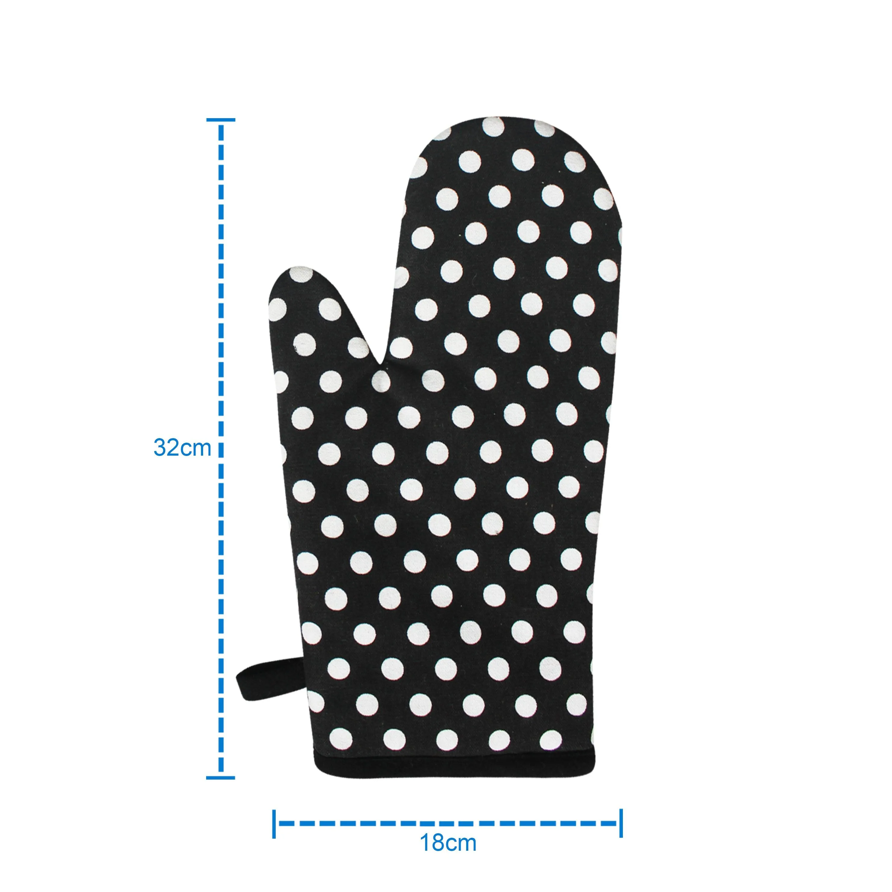 Cotton Black Polka Dot Oven Gloves Pack Of 2