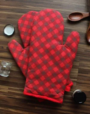 Cotton Buffalo Cross Oven Gloves Pack Of 2