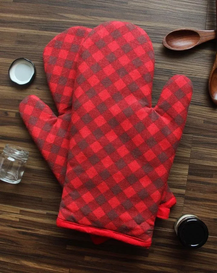 Cotton Buffalo Cross Oven Gloves Pack Of 2