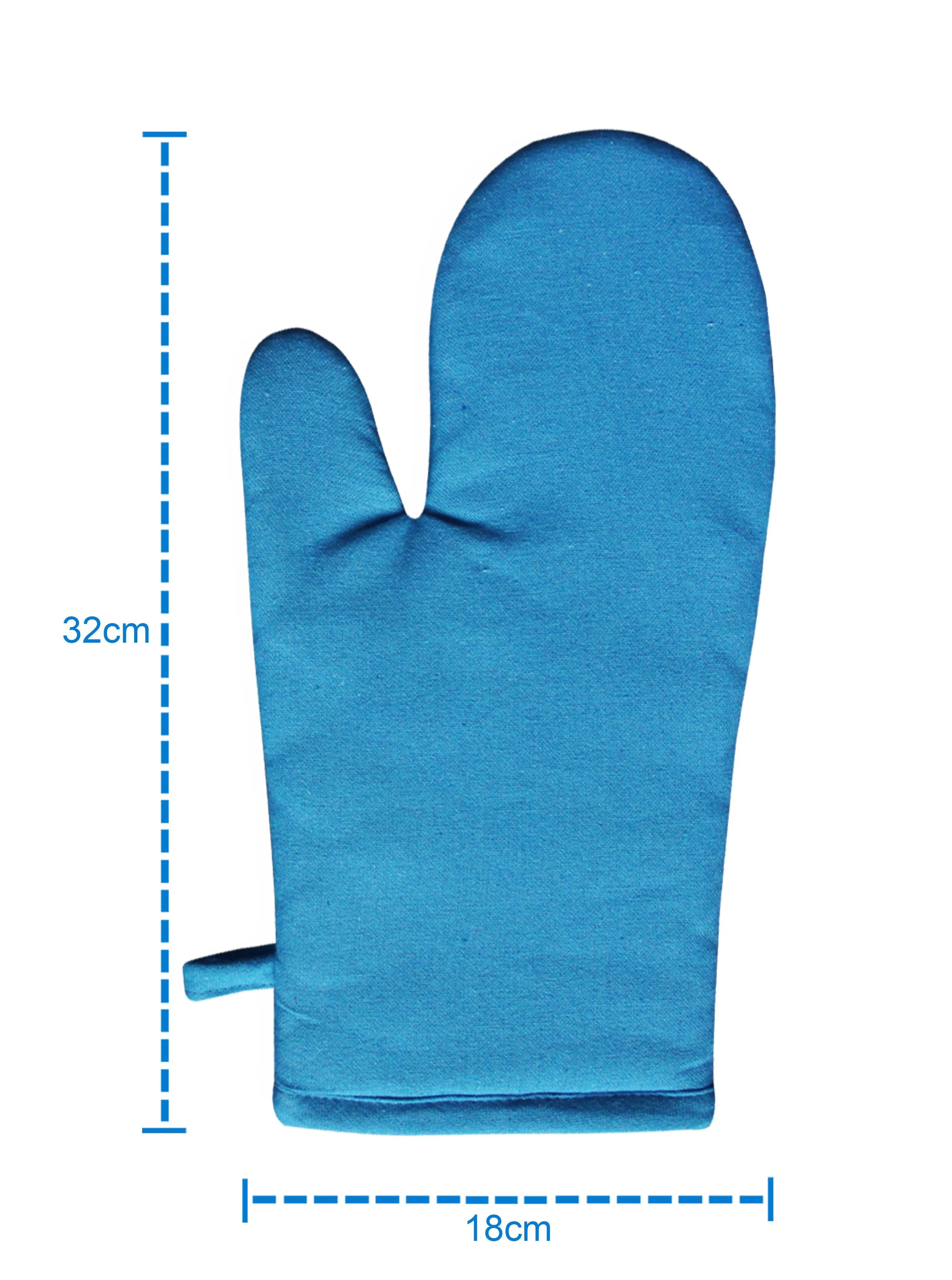 Cotton Solid Sky Blue Oven Gloves Pack Of 2