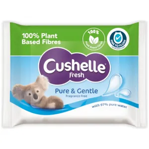 Cushelle Flushable Toilet Wipes Pure & Gentle, 42 Pack