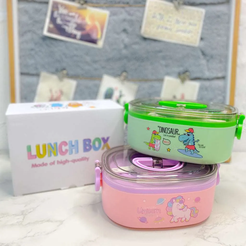 Cute Dino/Unicorn Steel Lunchbox