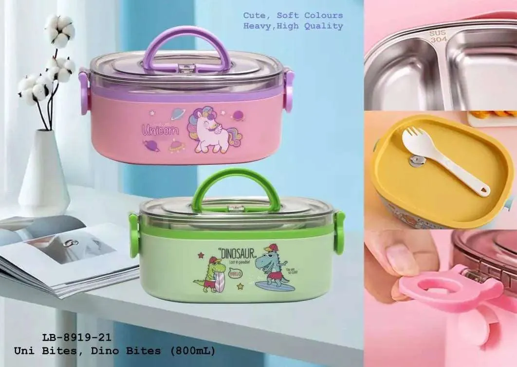 Cute Dino/Unicorn Steel Lunchbox