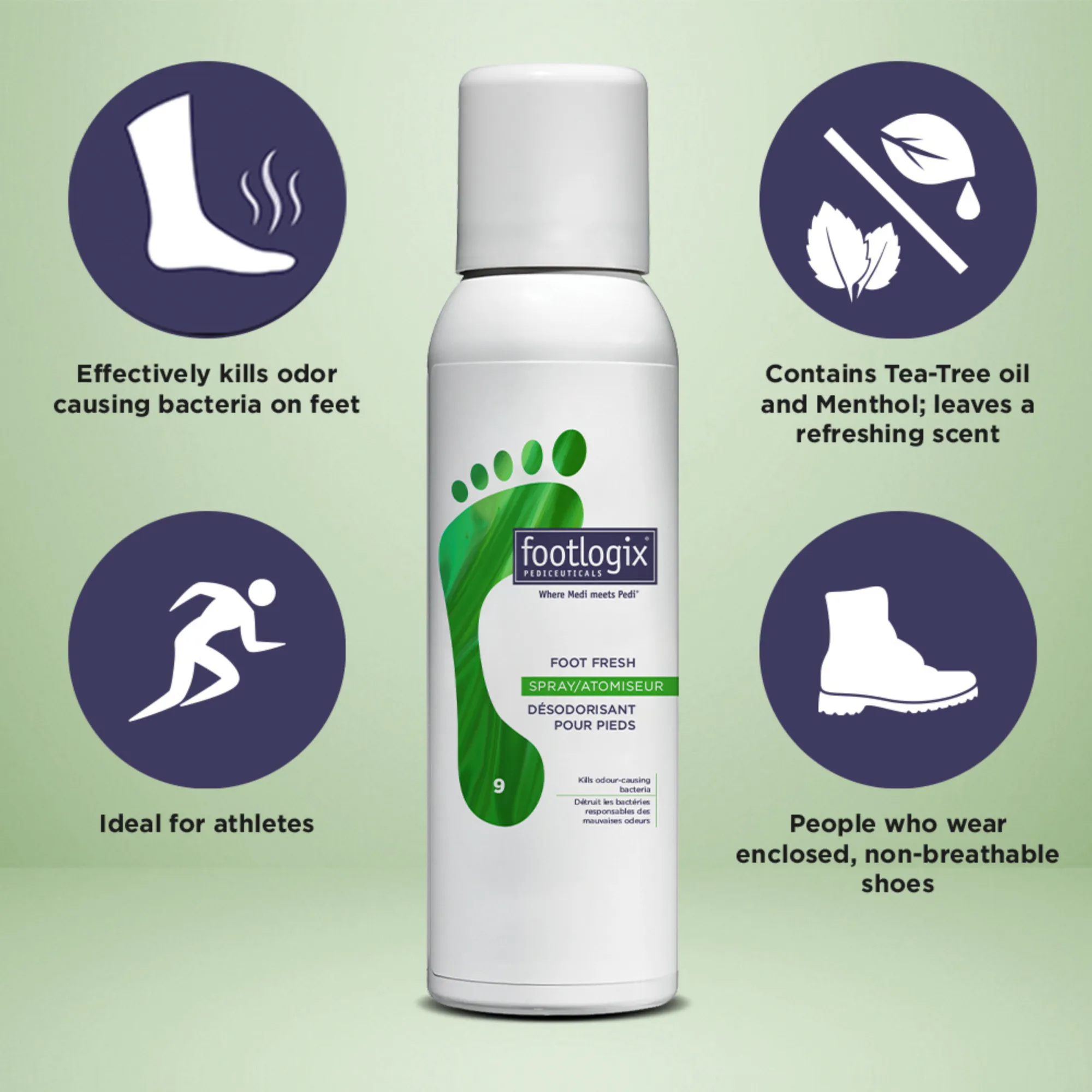 Footlogix Foot Deodorant, 4.2 fl oz