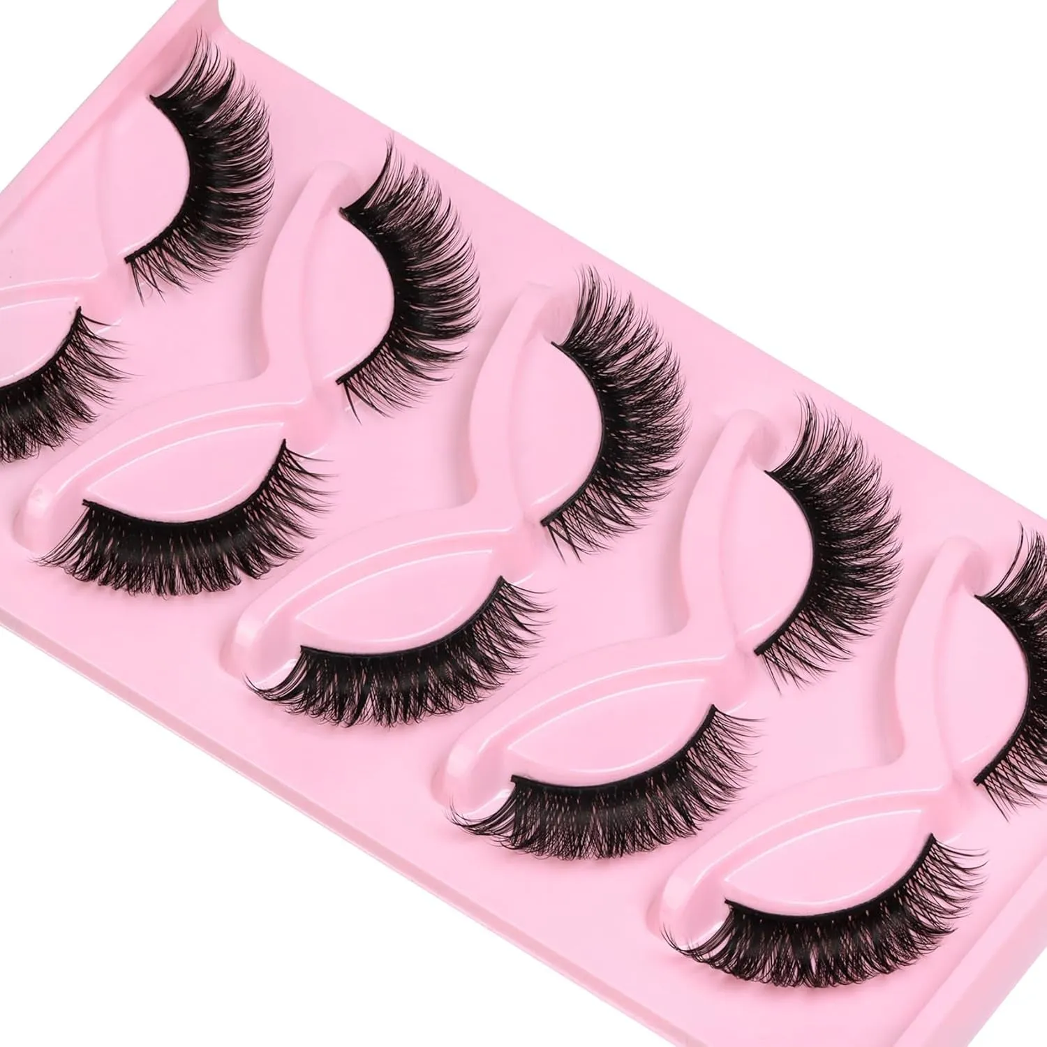 Gorgeous Cat Eye Faux Mink Lashes - Natural Look Wispy & Lightweight, 5 Pairs for Doll Eye Makeup