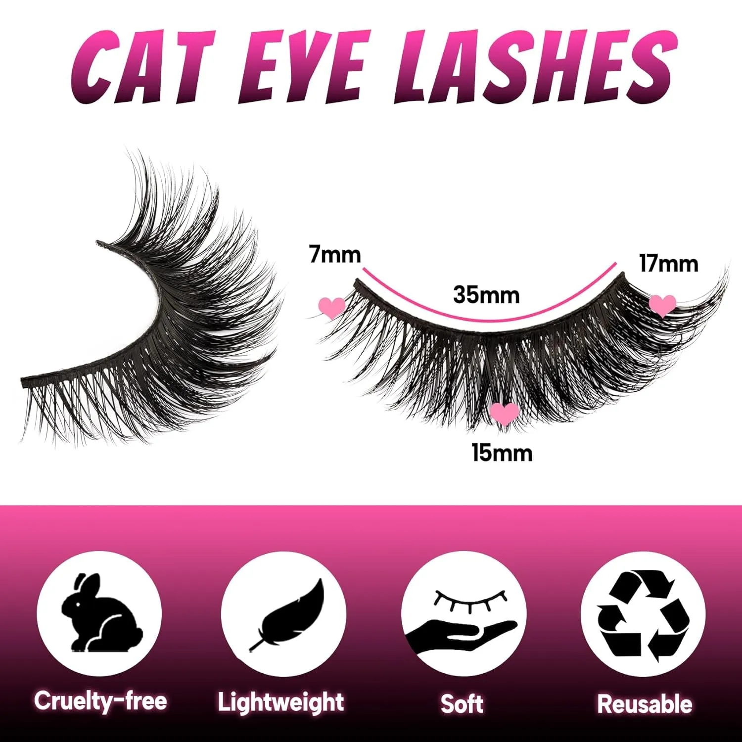 Gorgeous Cat Eye Faux Mink Lashes - Natural Look Wispy & Lightweight, 5 Pairs for Doll Eye Makeup