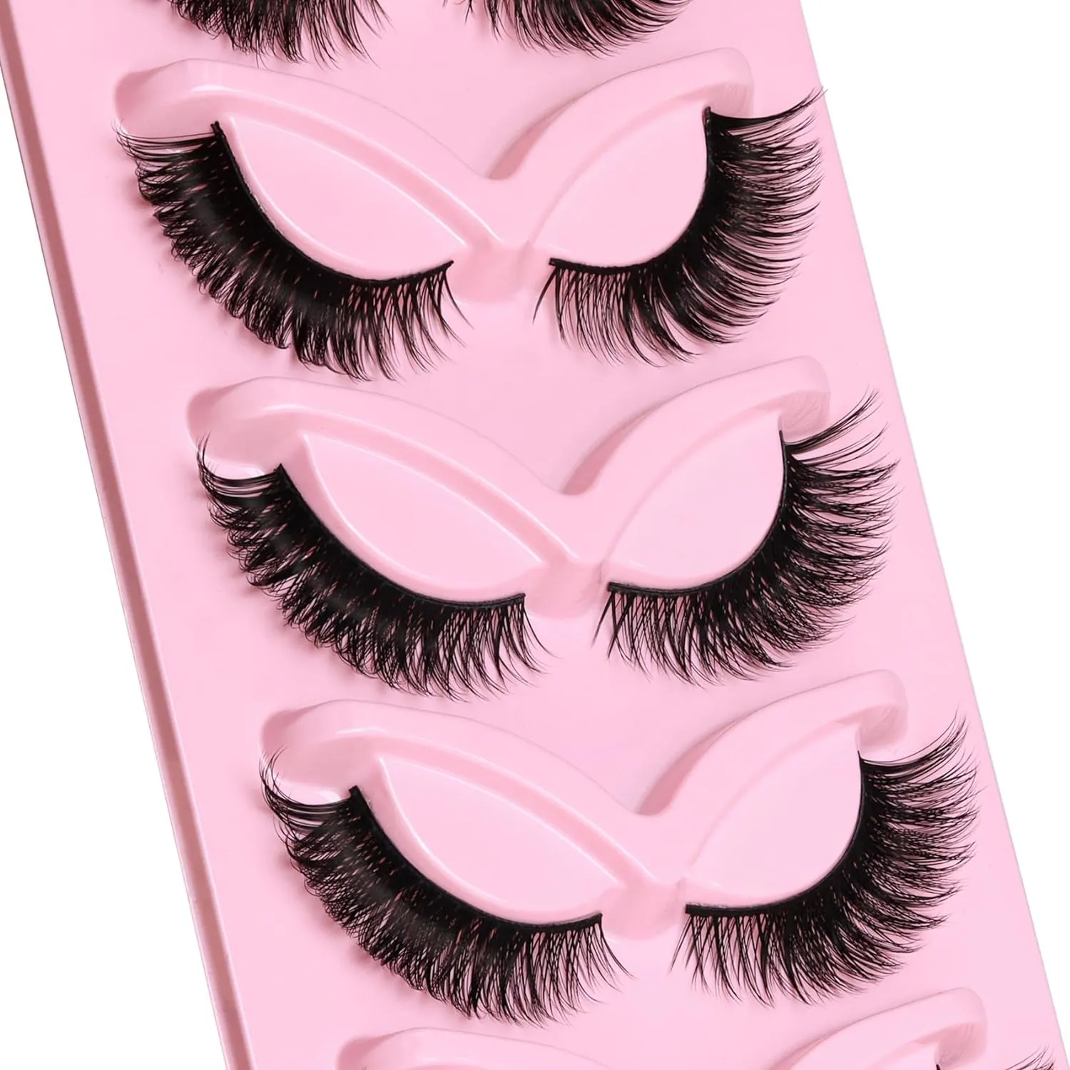 Gorgeous Cat Eye Faux Mink Lashes - Natural Look Wispy & Lightweight, 5 Pairs for Doll Eye Makeup