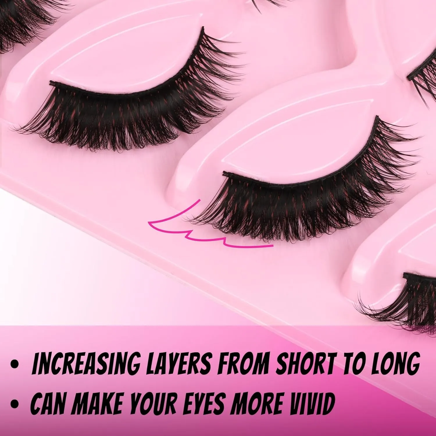 Gorgeous Cat Eye Faux Mink Lashes - Natural Look Wispy & Lightweight, 5 Pairs for Doll Eye Makeup