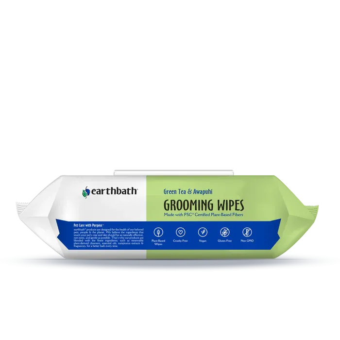 Grooming Wipes Green Tea & Awapuhi for Dogs - Earthbath - 100's