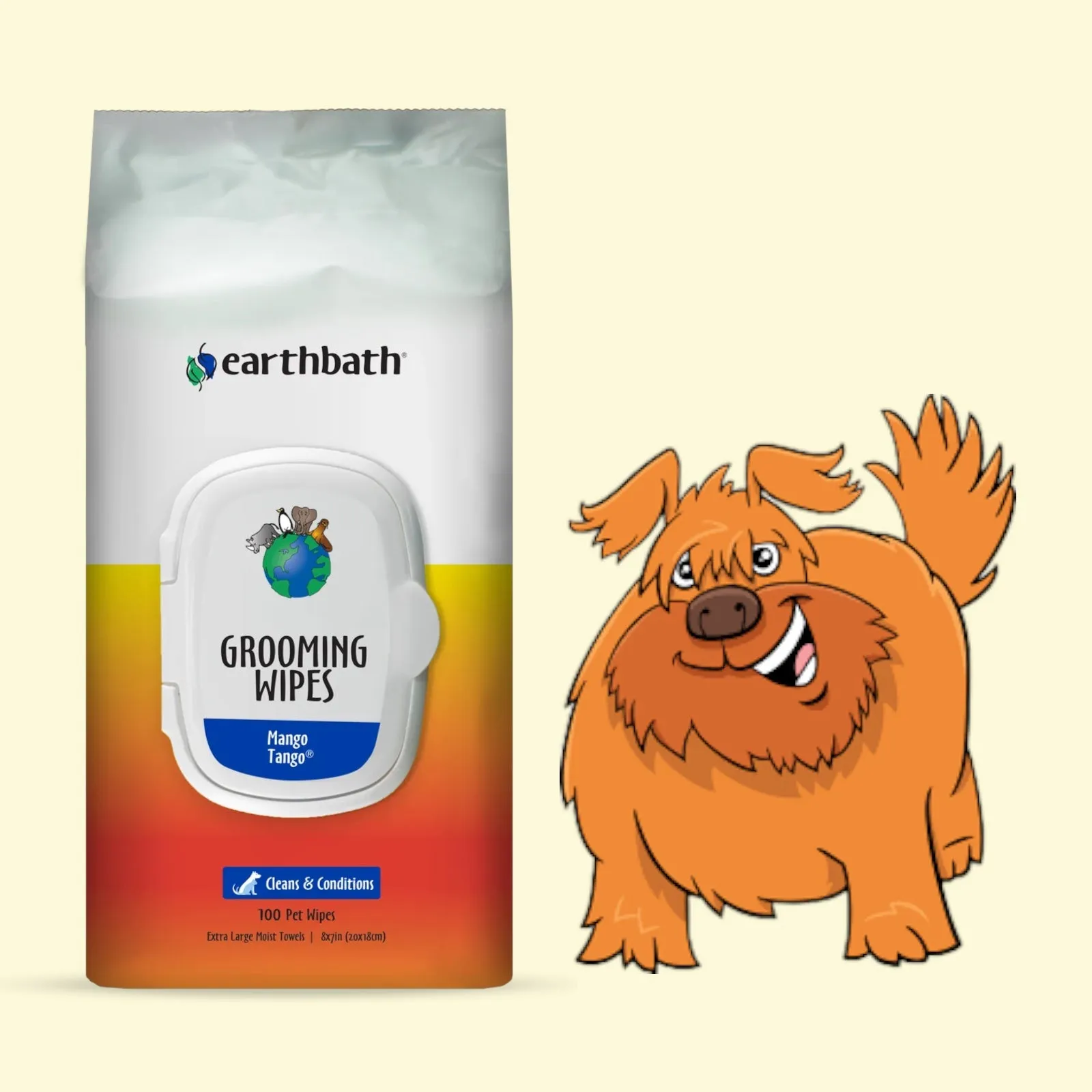 Grooming Wipes Mango Tango for Dogs - Earthbath - 100's