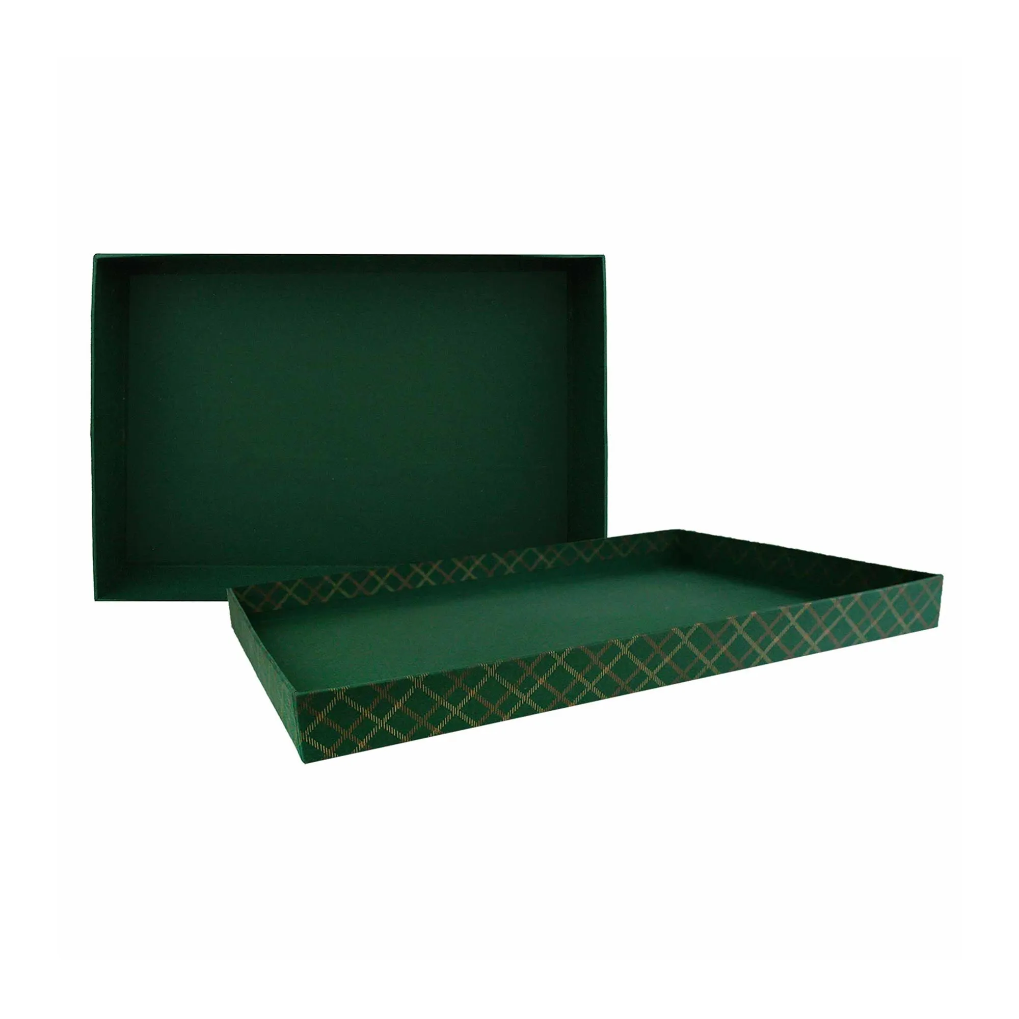 Handcrafted Chequered Green Gift Boxes  - Set of 3 (Sizes Available)