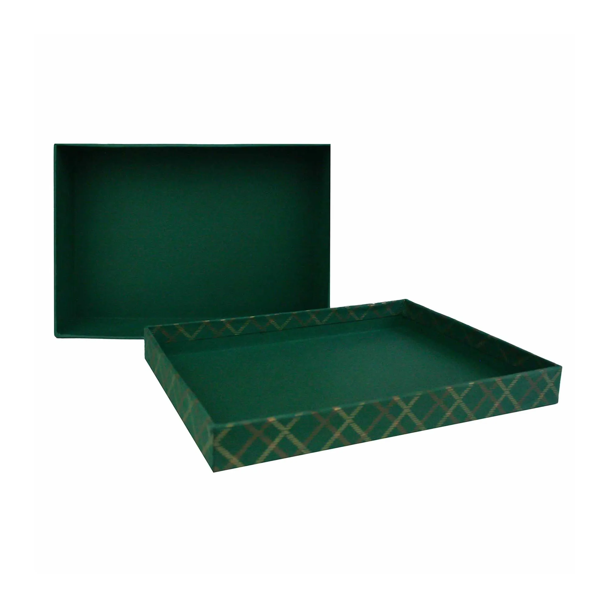 Handcrafted Chequered Green Gift Boxes  - Set of 3 (Sizes Available)