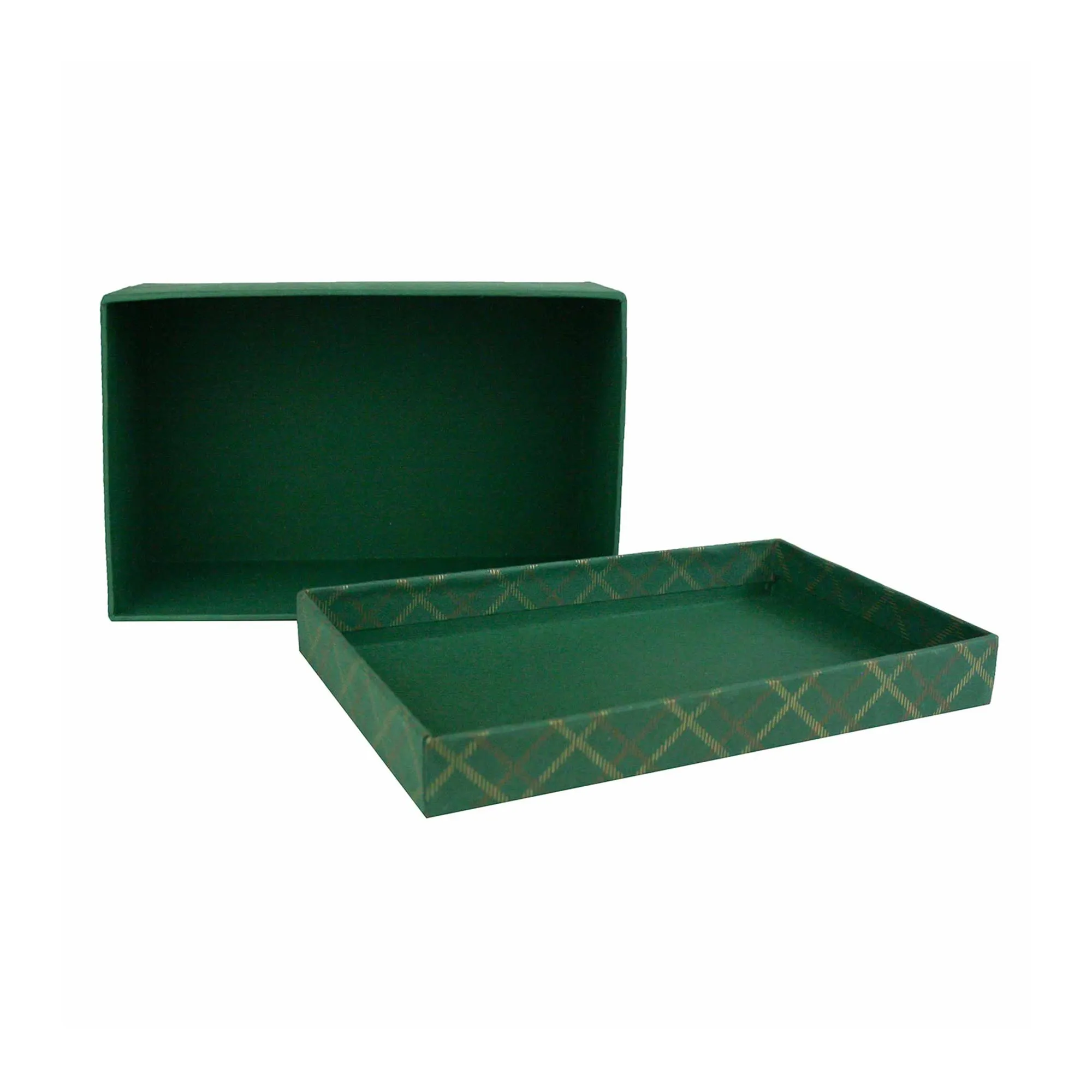 Handcrafted Chequered Green Gift Boxes  - Set of 3 (Sizes Available)