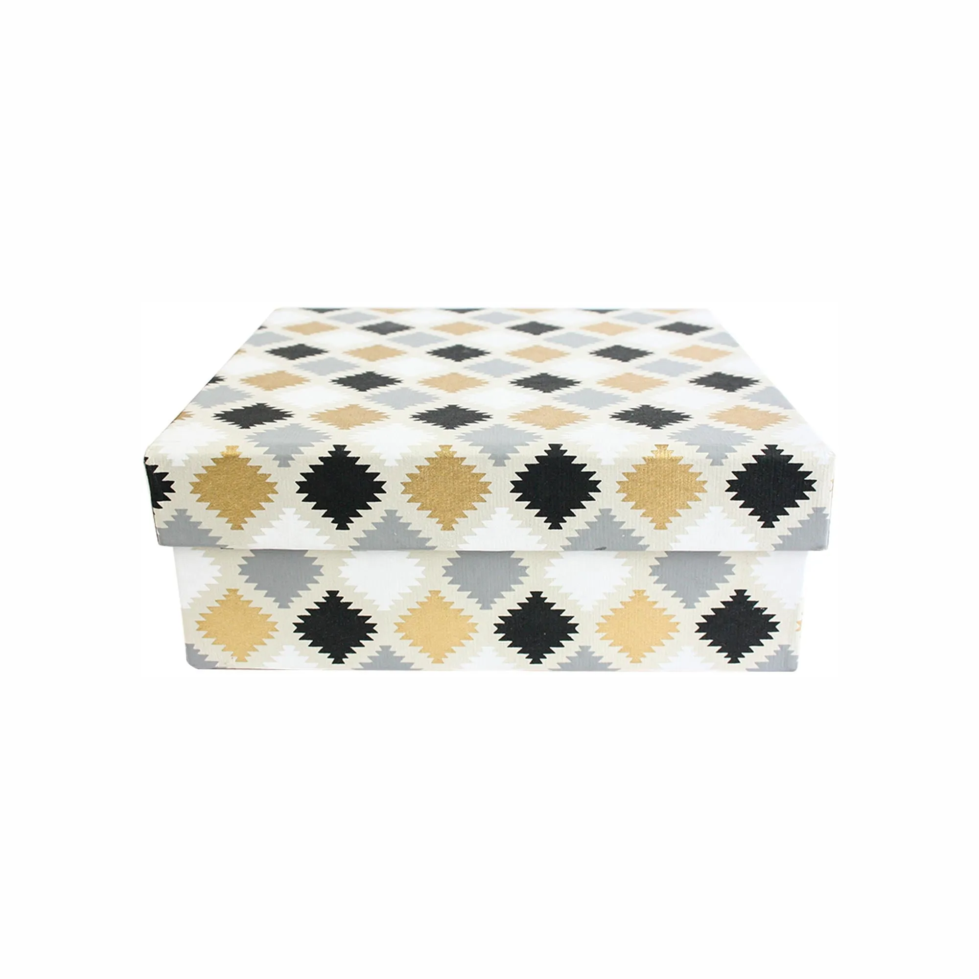 Handmade Geometric Patterned Black/Gold Gift Boxes - Set of 3