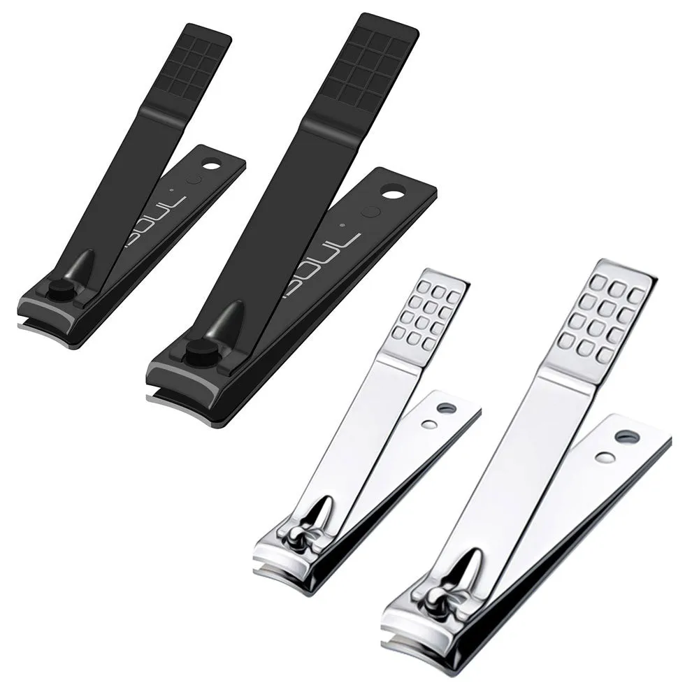 Nail Clippers Set 2pcs Black Silver Heavy Duty Stainless Steel