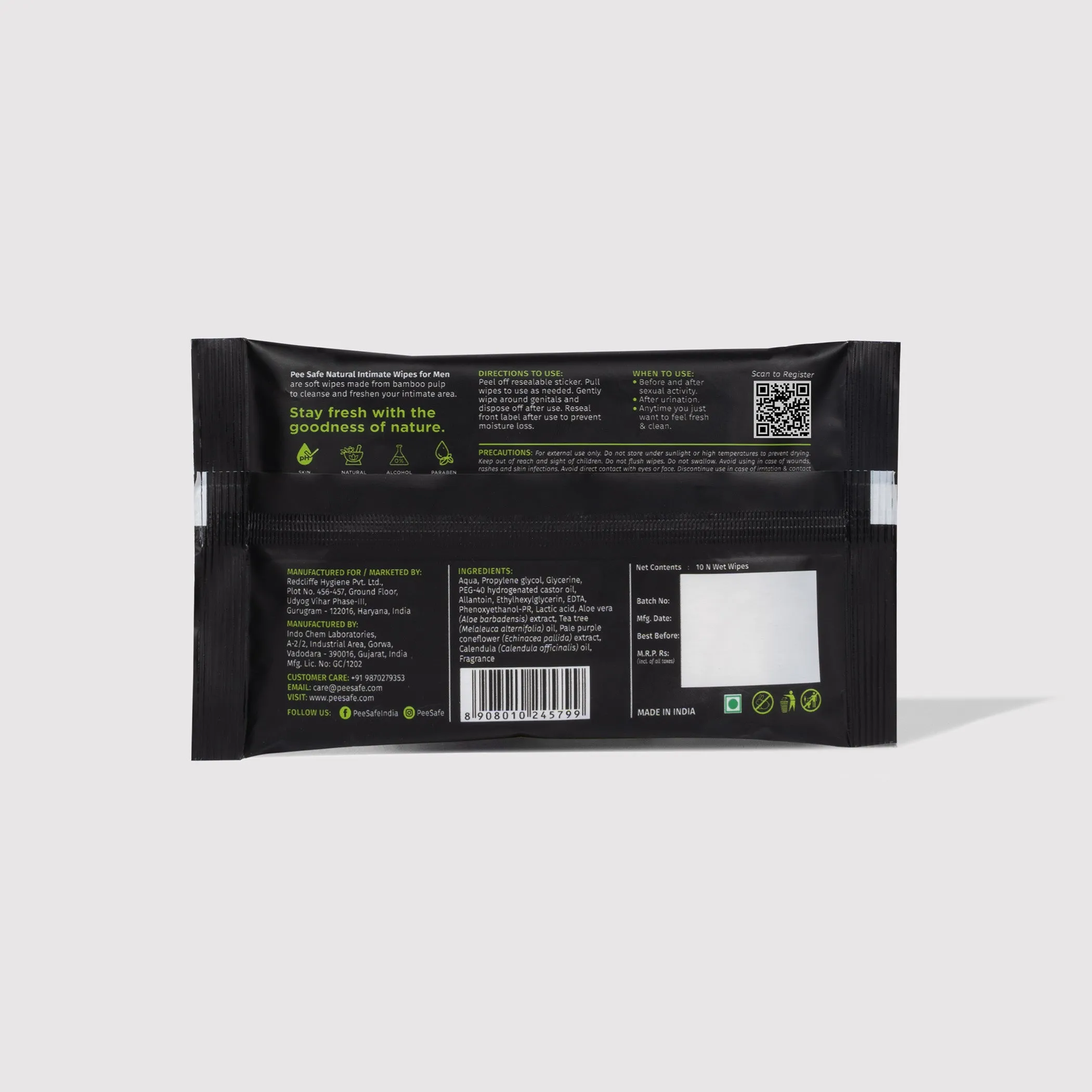 Natural Intimate Wipes For Men (40N)