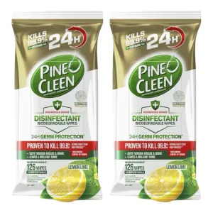 Pine O Cleen 24h Protection Lemon Lime Disinfectant Cleaning Wipes 126 Pack