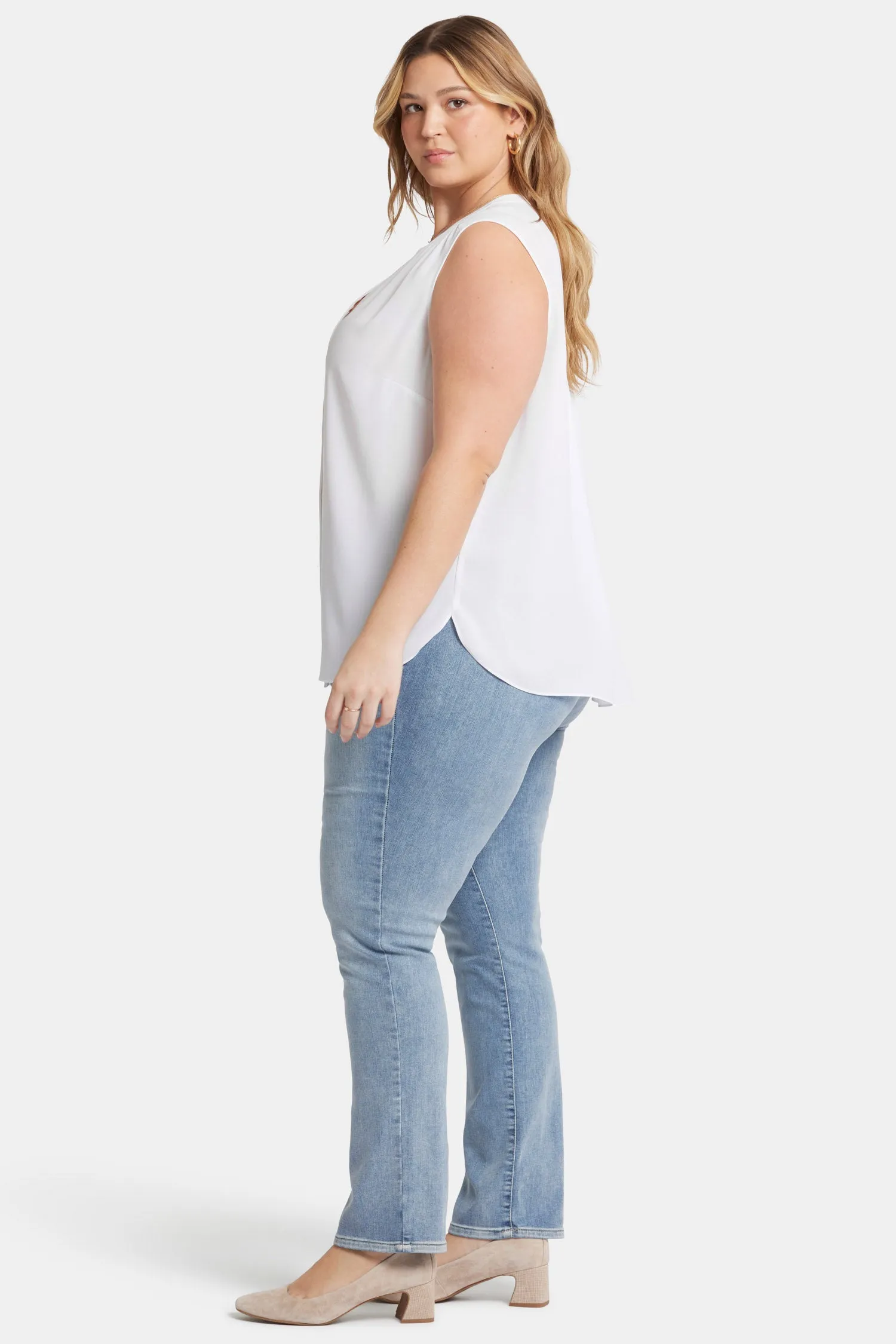 Sleeveless Pintuck Blouse In Plus Size - Optic White