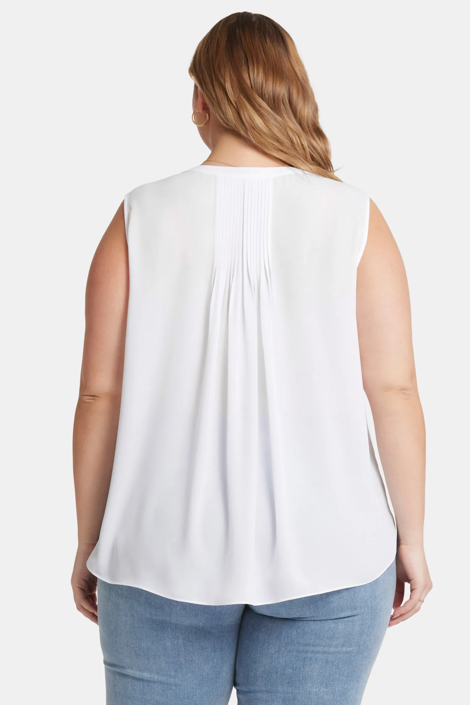 Sleeveless Pintuck Blouse In Plus Size - Optic White