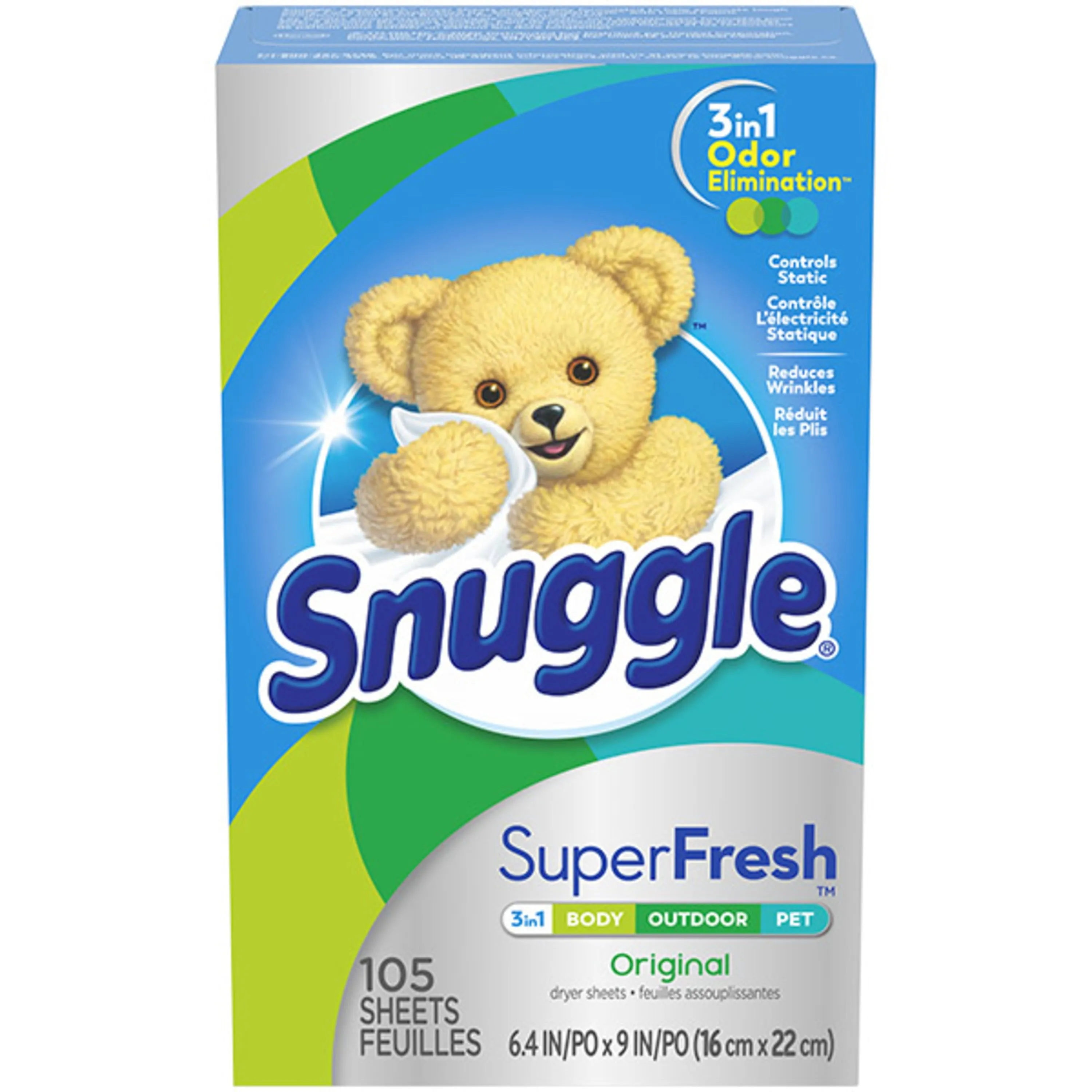 Snuggle Plus SuperFresh Fabric Softener Dryer Sheets with Static Control and Odor Eliminating Technology, Original, 105 Count