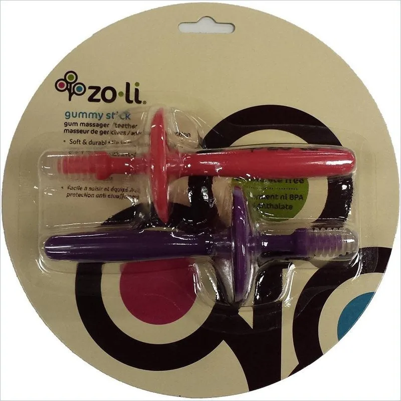 Zoli Gummy Sticks Gum Massager in Pink and Purple